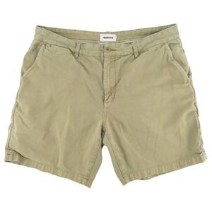 Taylor Stitch Mens 35 Foundation Shorts Olive Green Organic Cotton Gorpcore